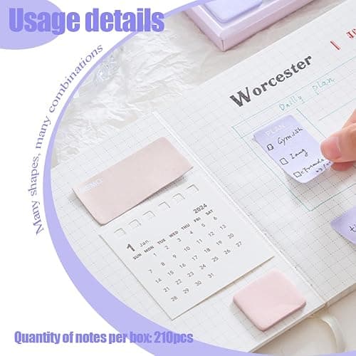 420PCS Colorful Small Sticky Notes 2 Pack Sticky Pads Removable Easy to Post for Home,Office, Notebooks(Beige) thumbnail 4