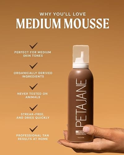 Medium Tanning Mousse 7oz - Made in the USA - Streak-Free, Fast-Absorbing, Lightweight, Vegan, Sunless Tanner for All Skin Types thumbnail 2