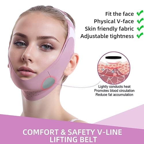 ROWMATE Graphene V-Line Mask Chin Up Mask V Shaped Face Mask Chin strap for sleeping,Jawline Shaper,Lilac,Small thumbnail 6