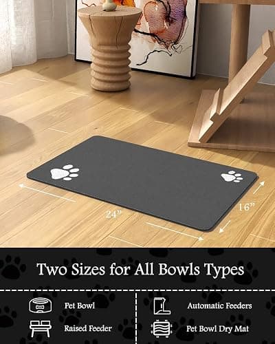 Pet Feeding Mat-Absorbent Dog Mat for Food and Water Bowl-No Stains Quick Dry Dispenser Mat-Dog Accessories Pet Supplies-Bowl for Messy Drinkers（Darkgrey,16"x24" thumbnail 7