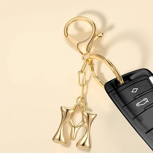 Dubtnion Gold Bubble Initial Keychain for Women Bag Charms Letter A-Z Keychain Alphabet Handbags Purse Charms Accessories thumbnail 4