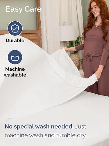 Extra Deep Pocket Twin XL Sheets - 3 Piece Breathable & Cooling Bed Sheets - Hotel Luxury Sheet Set - Soft, Wrinkle Free & Comfy - Easily Fits Extra Deep Mattresses - Deep Pocket Antique White Sheets thumbnail 7