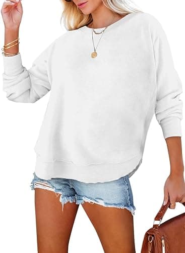 EVALESS Sweatshirt for Women Crewneck Long Sleeve Side Split Tops Casual Solid Color Loose Pullover Shirts 2025 Clothes - Image 1