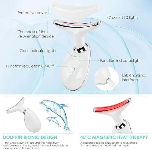 Facial Massager Face and Neck, Face 𝖲 culpting Wand Tool with 7 Color - Birthday, Christmas, Mothers Day, Valentines Day Gifts for Her Women Mom Best Friend Wife Teacher (White) thumbnail 5