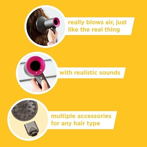 Casdon 73252 Dyson Supersonic Styling Set | Interactive Toy Hairdryer for Children Aged 3 Years & Up | Looks and Works Like The Real Thing, Grey thumbnail 6