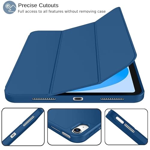iMieet iPad (A16) Case 11th Gen/iPad 10th Generation Case [11-Inch 2025/10.9 Inch 2022] with Pencil Holder, Trifold Stand Smart Cover with Soft TPU Back,Auto Wake/Sleep(Navy Blue) thumbnail 2
