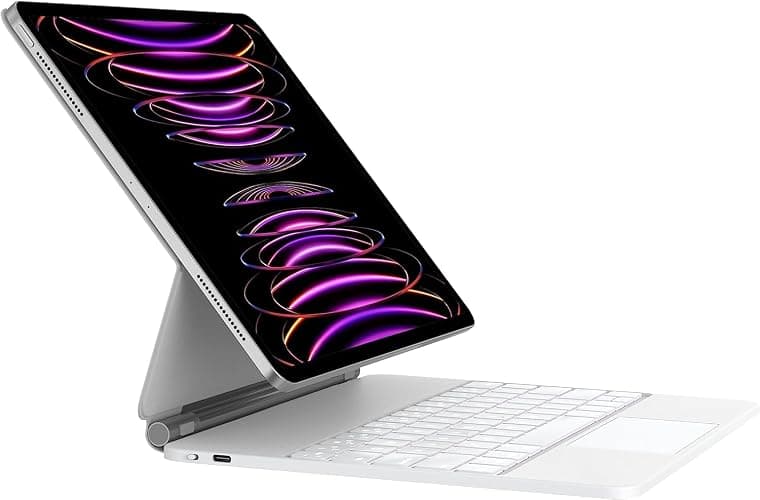 HOU Tastiera iPad Air 13'' (M3 2025/M2 2024) Tastiera iPad Pro 12.9 2021 6a Generazione iPad Pro 12.9 5a/4a/3a Generazione, Design Magnetico Flottante, Trackpad,Tastiera Retroilluminata Bianco - Image 1