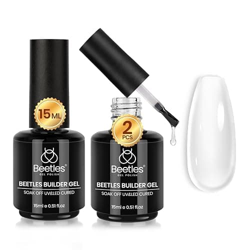 Beetles Builder Gel for Nails,2 Pcs 8 in 1 Clear Building Gel,for Strengthening Natural Nail Instant Apex & Extension for DIY Salon at Home,Friendly for Beginner,UV LED Lamp Cured,Gifts for Women - Image 1