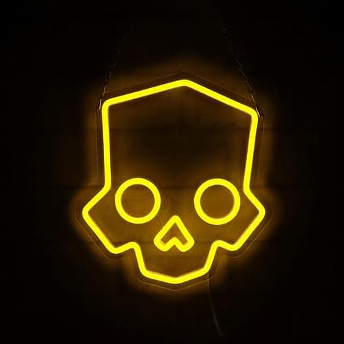 Tiabuy Skull Neon Sign Hero Diver Neon Lights for Game Room Decor, Man Cave Yellow Skeleton Skull Led Neon Light Bar Decor Perfect for Halloween Party,LED Lights with Dimmable Switch 11 * 12 INCH thumbnail 2