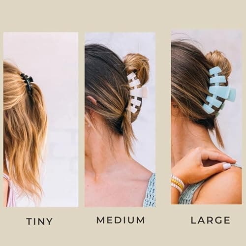 TELETIES - Medium Hair Clip - Strong Grip, Bendable Teeth, Comfortable Curved Design - Ideal for Medium-Thick Hair - For All Hair Textures - Coconut White thumbnail 5