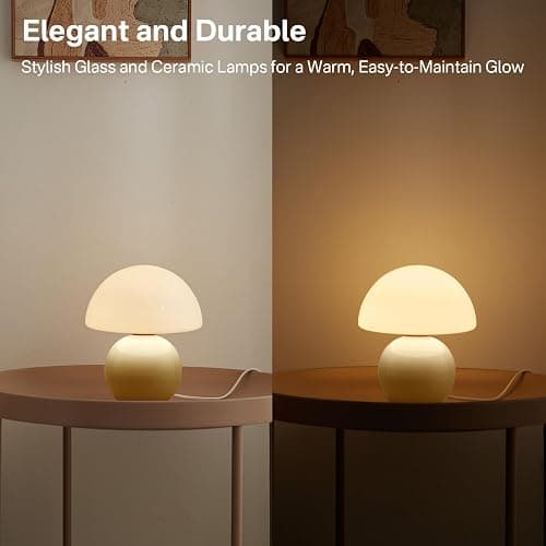 Dawnwake Mushroom Lamp Table Lamp for Bedroom,Desk Bedside Small Lamps for Living Room Night Stands,Mushroom Decor Cute Mini Modern Mid Century Lamps,Unique Aesthetic Home Living Room Decor (Cream) thumbnail 3