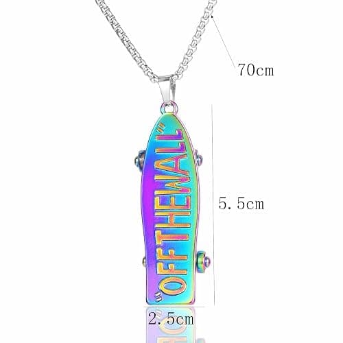 Dreuyet Skateboard Necklace for Men Women Trendy Personalized 3D Stainless Steel Charm Punk Hip-Hop Urban Skateboard Necklace Silver Finish Pendant Jewelry thumbnail 6