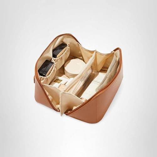 EACHY Travel Makeup Bag, Large Capacity Cosmetic Bag for Women, Waterproof PU Leather, Flat Open Portable Toiletry Bag for Skincare, Brushes & Travel Essentials thumbnail 12