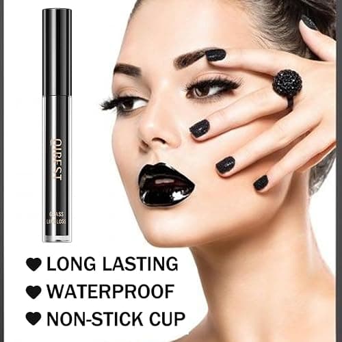 Pakivs 3Pcs Black Matte Liquid Lipstick,Lip Liner,Lip Gloss Trio Lip Set Waterproof Long-Lasting Moisturizing Velvety Lip Stain One Step Lips Makeup Kits Goth Makeup thumbnail 3