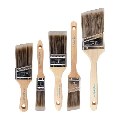 Pro Grade Paint Brushes, 5-Piece Paint Brush Set, Flat & Angle Brushes for Walls, Trim, Cabinets, Interior & Exterior Latex and Oil Paints, Stains
- Image 1