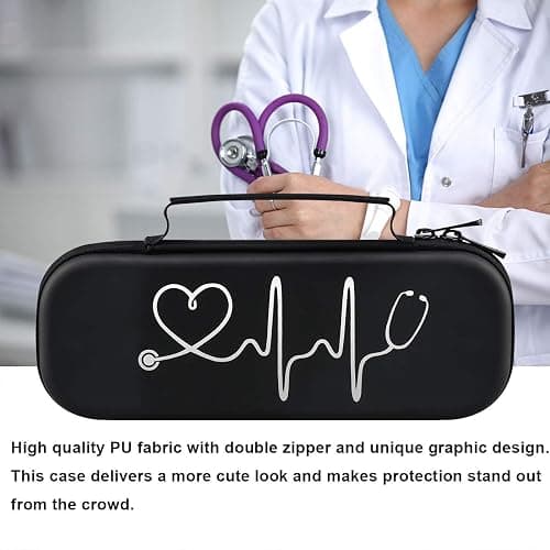 BOVKE Stethoscope Case for 3M Littmann Classic III, Lightweight II S.E, MDF Acoustica Deluxe Stethoscopes - Extra Room for Medical Bandage Scissors EMT Trauma Shear and LED Penlights, Black - Black thumbnail 6