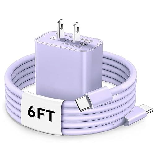Lavender Charger Purple USB C to USB C Cable i Phone Charger Fast Charging 6FT Long, 20W Type C Cord Charger Charging for i Phone 16/15/17/Pro Max/Plus MacBook Pro Air,iPad Air, Samsung Galaxy S25/S24 - Image 1