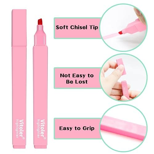 Vitoler 10Pcs Aesthetic Highlighters, Chisel Tip Marker Pens,Assorted Color Candy Highlighters,No Bleed Bible Highlighter,Cute Pastel Highlighter for Journaling Planner Notes School Supplies thumbnail 4