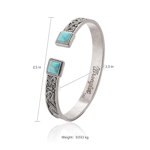 Wrangler Turquoise Cuff Bracelet, Carved Floral Western Jewelry for Women | Turquoise Jewelry for Women, Antiqued Copper Open Bangle, Polished Vintage Floral Carving, Comfortable, Wrangler Gift Box thumbnail 7