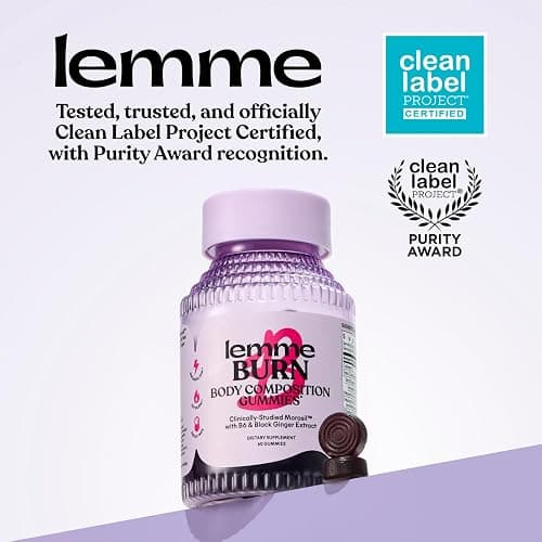 Lemme Burn Belly Fat & Metabolism Gummies for Women, 30-Day Supply | Clinically Studied Morosil, Black Ginger, B6, B12, Chromium, Vegan, Gluten-Free, Berry Flavor thumbnail 6