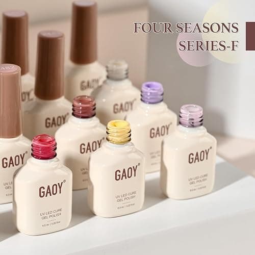 GAOY 42 Pcs Gel Nail Polish Kit, Nude Green Red Glitter Colors All Seasons Gel Nail Polish Set with Glossy & Matte Top Coat and Base Coat for Salon and DIY Manicure at Home thumbnail 6