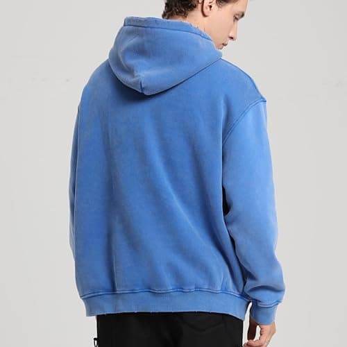 FAIABLE Mens Hoodies Oversized Unisex Acid Wash Hoodie Heavyweight Fleece Vintage Cotton Sweatshirt Men Women Streetwear thumbnail 4