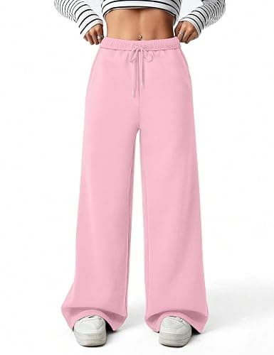 FACDIBY Women's Fleece Wide Leg Sweatpants Winter Warm Thermal Straight Leg Sweat Pants with Pockets thumbnail 4