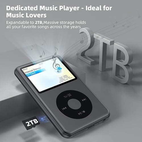 Innioasis Y2 Mp3 Player with Bluetooth, Lossless DSD DAC FLAC Support, Portable 8GB Classic Dedicated Audio Music Player with Playlists, Supports up to 2TB Black thumbnail 6
