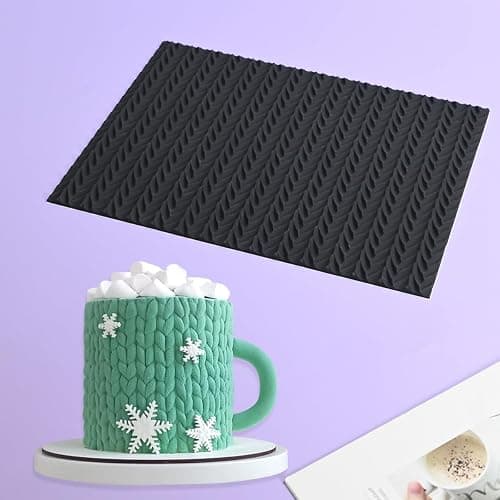 mostsom Silicone Lace Cake Molds Reusable Fondant Embossing Mats for Cake Decorating, Sweater Pattern, Cupcakes, Cookies, Chocolate - Food-Grade Non-Stick Baking Tools (C_ Sweater Pattern) thumbnail 2