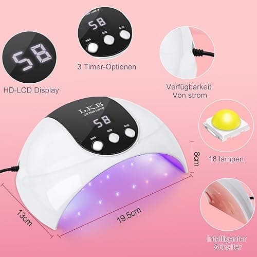 UV Lampe für Gelnägel,54W UV Lampe Nägel mit 3 Timer, LCD Display, Auto Sensor,Premium UV Lampe für Alle UV Gel Nagellack, Ideal für Anfänger und Profis, Perfektes Festivalgeschenk thumbnail 5