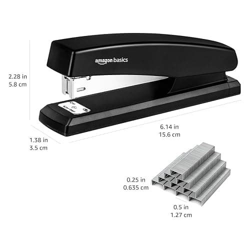 Amazon Basics Stapler with 1000 Staples, Office Stapler, 25 Sheet Capacity, Non-Slip, Black thumbnail 3