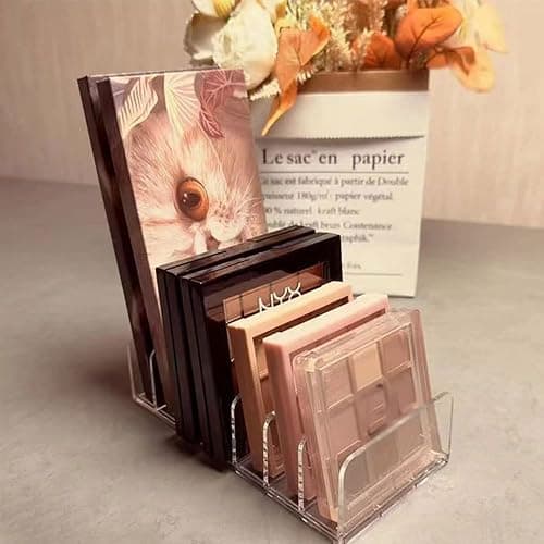 2 Pack Acrylic Eye Shadow Palette Makeup Manager, 7-Slot Display Box, Cosmetics Display Storage Rack Suitable for Eye Shadow Palette,Phone Case, Facial Mask, Transparent Cosmetics Manager thumbnail 3