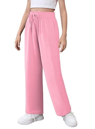 Ecolala Girls Loose Straight Leg Sweatpants High Waisted Baggy Joggers with Drawstring - Image 1