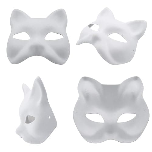 Nakimo Fox Mask DIY Paintable Cosplay Accessories Mask for Party Masquerade Costume Halloween, Pack of 5 thumbnail 2