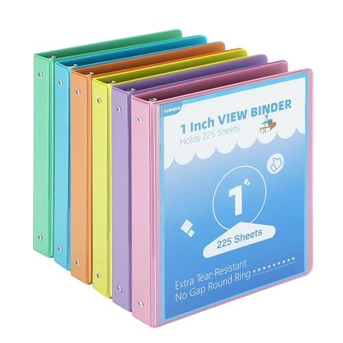 1 Inch Binders 3 Ring,6 Pack Three Ring Binder with 2 Pockets,PVC-Free,Customizable Clear View Cover for 8.5 x 11'' Letter Size Papers, Round Ring， Ideal for School, Office Supplies - Image 1