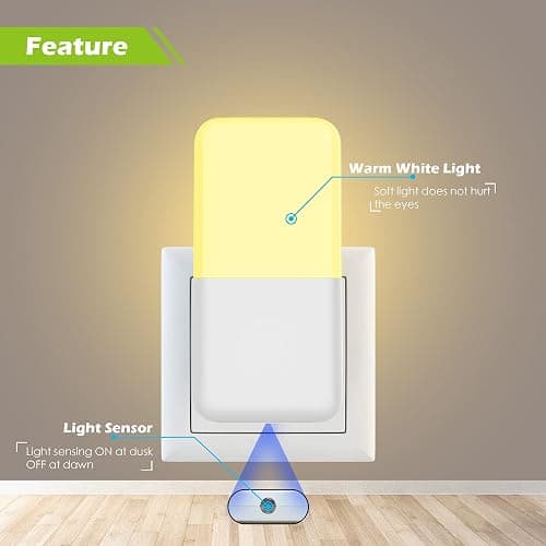 MAZ-TEK Plug in Night Light, Warm White LED Nightlights with Smart Dusk to Dawn Sensor for Kids, Nursery, Ideal for Bedroom, Bathroom,Hallway, Stairs, Kitchen, 6 Pack thumbnail 2