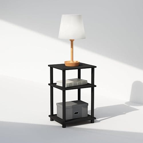 Furinno Just 3-Tier Turn-N-Tube Open Storage Nightstand, 1-Pack, Plastic Poles, Americano/Black thumbnail 4