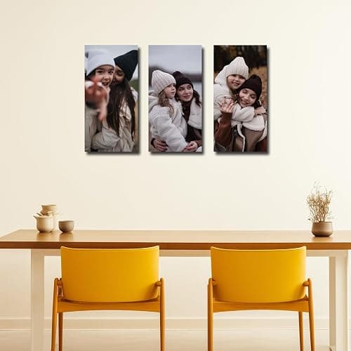 Custom Picture Canvas Prints with Your Photos 3 Piece Wall Art Personalized Family Portrait Poster Home Decor Customized Gifts (Framed, 8"x16"x3) thumbnail 2