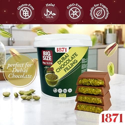 From Amazon: Dubai Chocolate Filling 2.2 Lb / 1 Kg Pistachio Cream with Crispy Kadayif | Middle Eastern Gourmet Dessert Best Ingredient For Dubai Chocolate | Rich, Crunchy & Decadent Treat (2.2 lb / 1 Kg) thumbnail 4