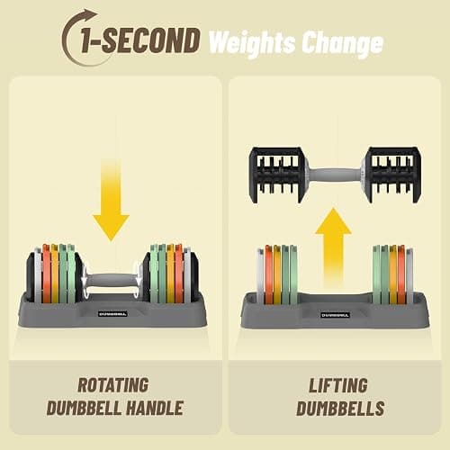 HYPATA 25/55 lbs Pair Adjustable Dumbbell Set, Adjust Dumbbell Weight for Exercises Pair Dumbbells for Men and Women in Home thumbnail 3