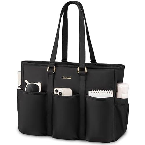LOVEVOOK Laptop Tote Bag for Women Work, Teacher Tote Bag Nurse Bag With Large Cup Holder, Utility Professional Computer Bag For Work/Travel/College/Daily, Large Purse Handbag With Multi Pockets - Image 1