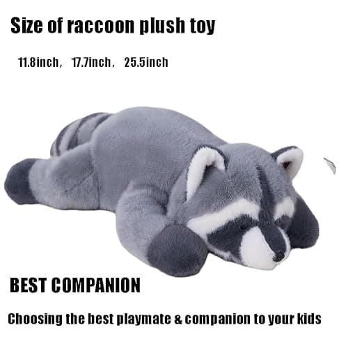 Labauxite Raccoon Plush, Raccoon Stuffed Animals, Cute Plush Toys Realistic Raccoons Body Pillow Hug Sleeping Fluffy Animal Toys for Kids, Bed Decor Plushie Doll Birthday Gift (17.7in) thumbnail 5