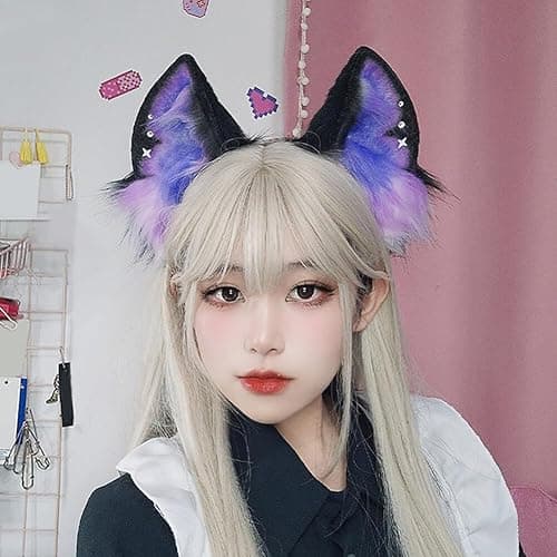 Faux Wolf Ears Headwear Faux Fur Headbands Headdress Halloween Animal Cosplay Costume Accessories for Women thumbnail 6