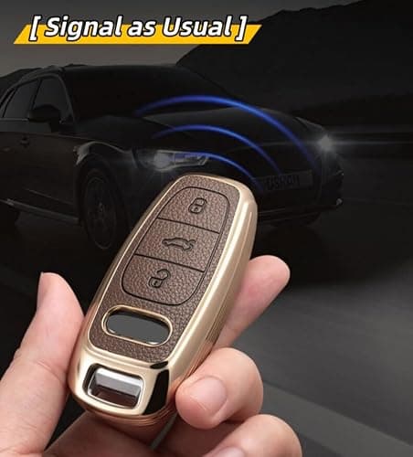 Axtrulix Key Fob Cover for Audi with Key Chain, Upper Leather + Soft TPU Key Cover Case Shell for A4 Q7 Q5 TT A5 SQ5 R8 S5 thumbnail 7