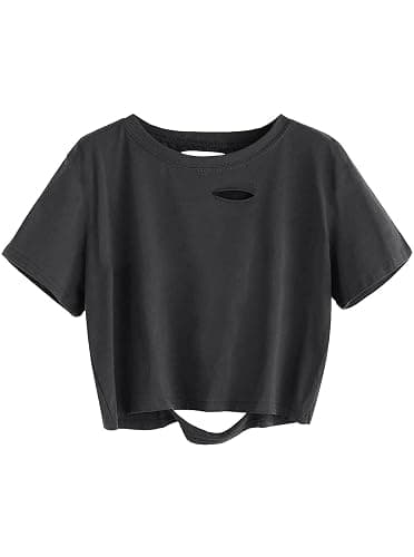 Remidoo Women's Casual Short Sleeve Graphic Print Tie Dye Crop Top T Shirt - Image 1