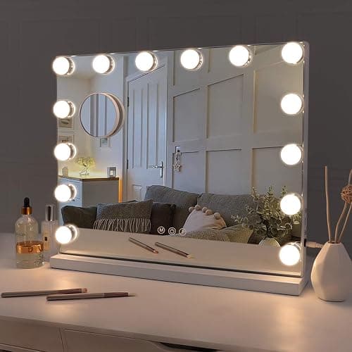Fenair Hollywood Vanity Mirror with Lights Lighted Makeup Mirror with 14 Dimmable LED Bulbs,Adjustable Brightness,Touch Screen, USB Port,Tabletop - Image 1