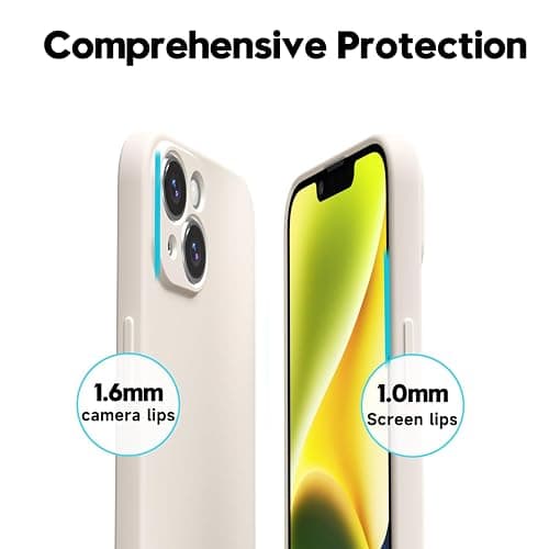 Svaove for iPhone 14 Plus Phone Case Liquid Silicone, Thin Ultra Slim Minimalist Phone Cover, Girly Cute Plain Bright Solid Color Matte Soft Rubber Jelly Gel Plastic TPU Bumper, Beige Cream thumbnail 5