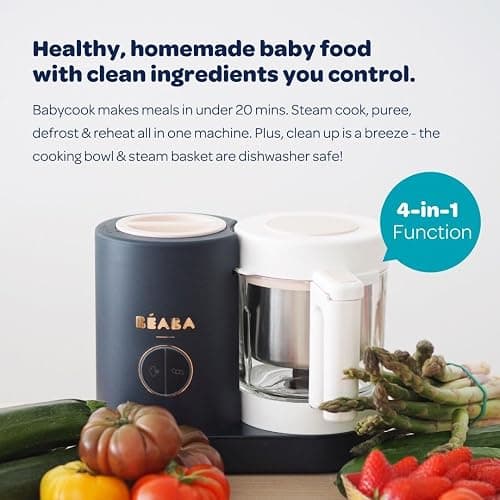 BEABA Babycook Neo Baby Food Maker | Non-Toxic Glass & Stainless Steel | Trusted by Celebrity Moms | Sustainable Baby Food Processor | Global Leader| 34 Servings in 20 Mins, Cotton Candy thumbnail 6