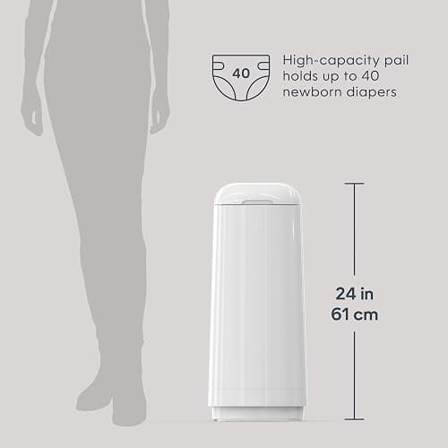 Diaper Genie Essence Diaper Pail with Easy Roll Refill (18 Bags) | One-handed diaper disposal includes an Easy Roll Refill with 18 tear-off bags holding up to 846 newborn diapers. thumbnail 2