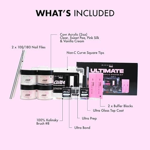 MakarttPro Acrylic Starter Kit for Beginners - Includes Pink & Clear Powder, High-Quality Acrylic Essentials Perfect for Aspiring Professional Nail Technicians thumbnail 7